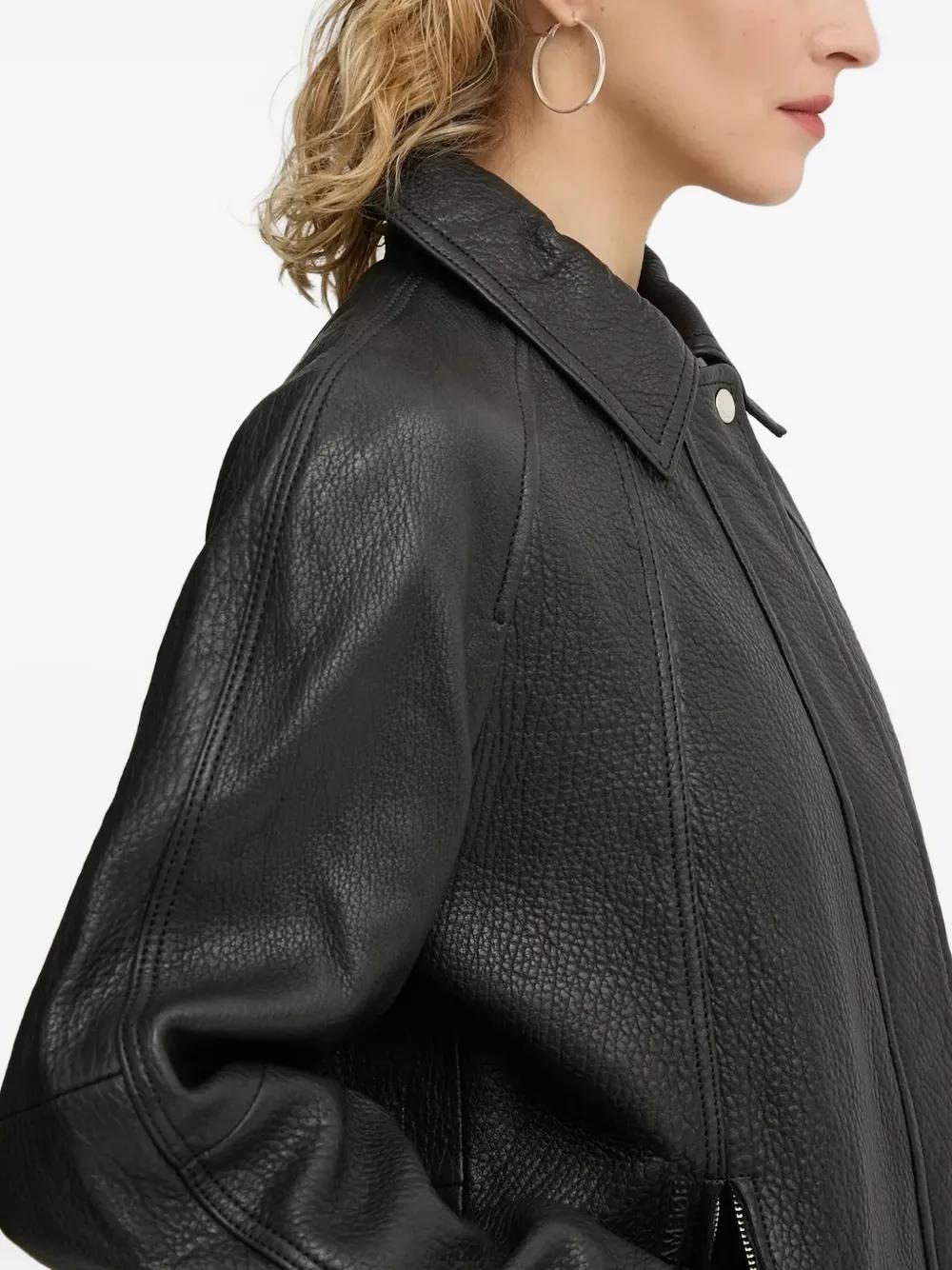 Samsøe Samsøe SANOK Lederjacke mit Reißverschluss in Schwarz