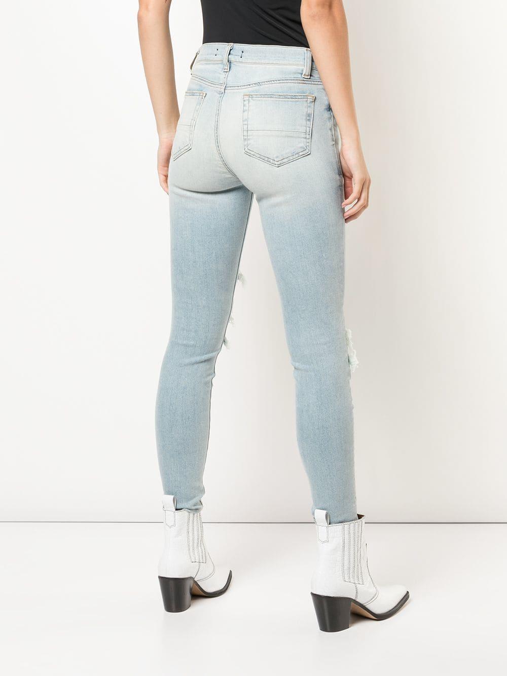 Amiri Denim Ripped Detail Skinny Jeans in Blue - Lyst