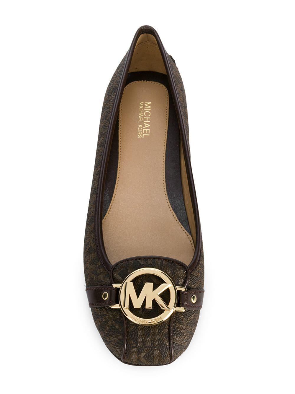MICHAEL Michael Kors Leather Mk Ballerina Shoes in Brown | Lyst
