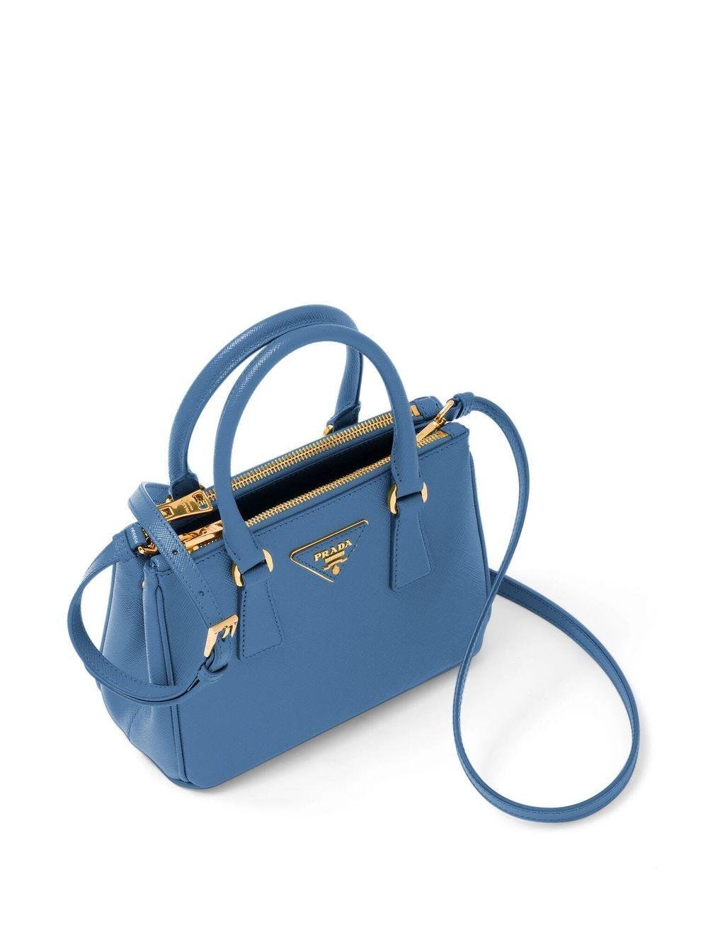 Prada Galleria Saffiano Leather Mini Bag in Blue | Lyst