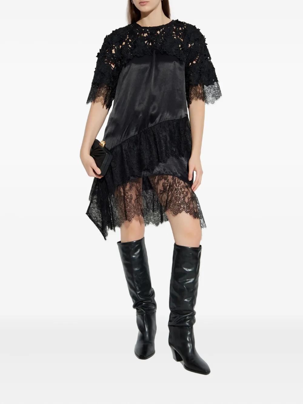 blue lace knee length dress Two-Piece Lace Jacket Chiffon Mother of Bride Dress