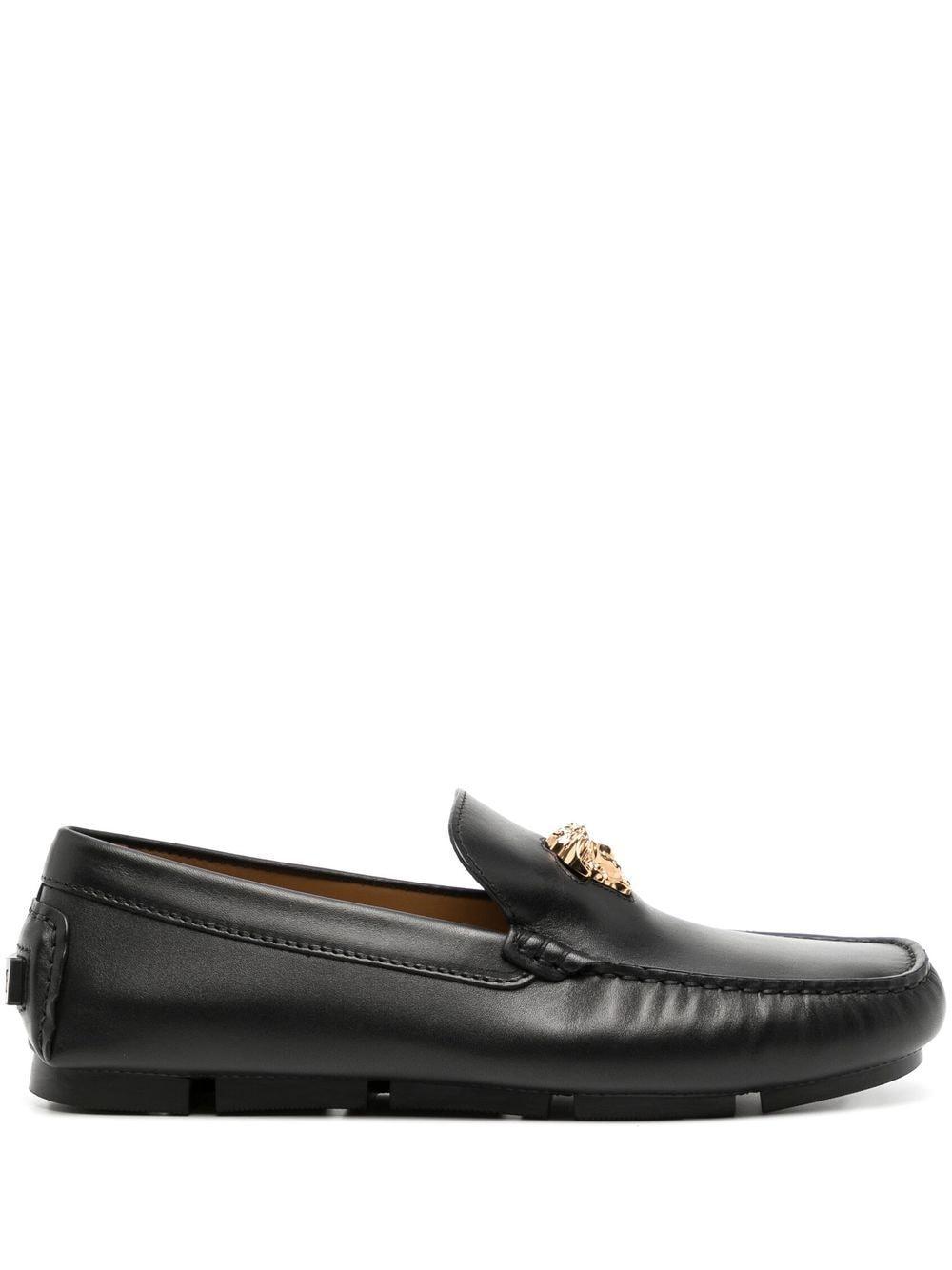 Versace Driver Leather Loafers in Black for Men | Lyst