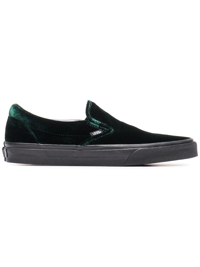 Vans Velvet Classic Slip-on Shoes in Green for Men | Lyst