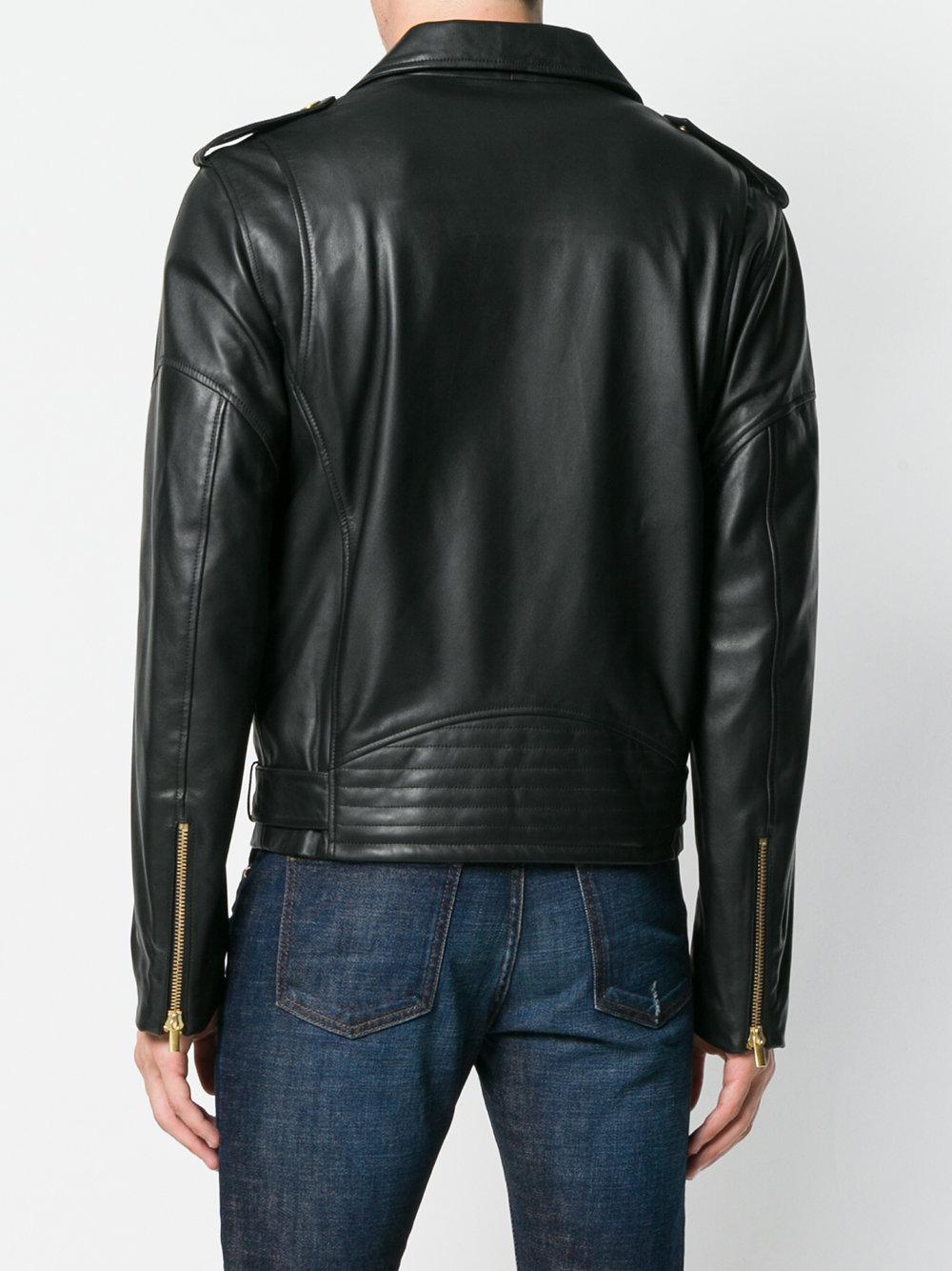 Class Roberto Cavalli Synthetic Zipped Biker Jacket in Black for Men - Lyst