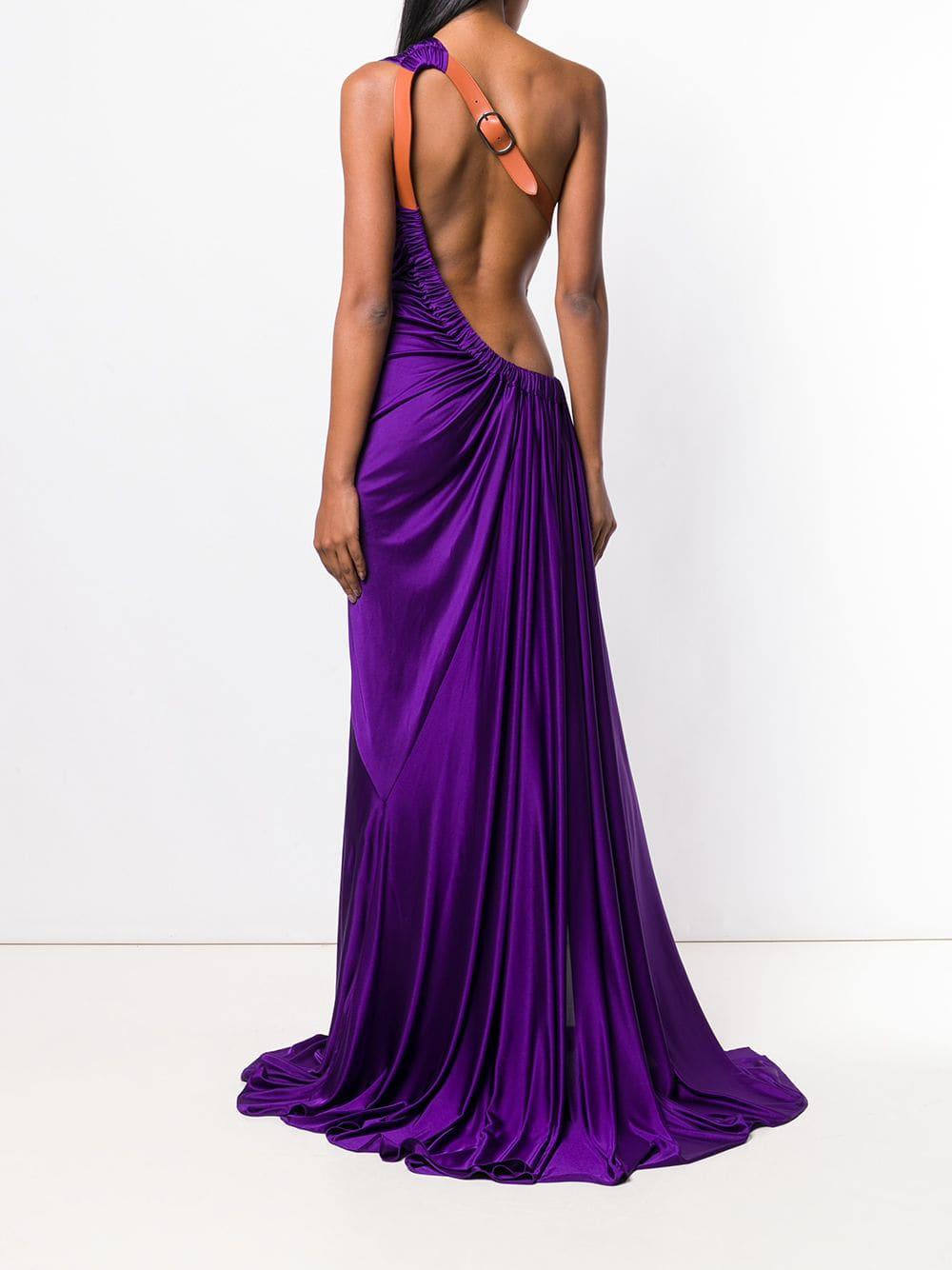 Roberto Cavalli Slit One-shoulder Dress in Purple | Lyst