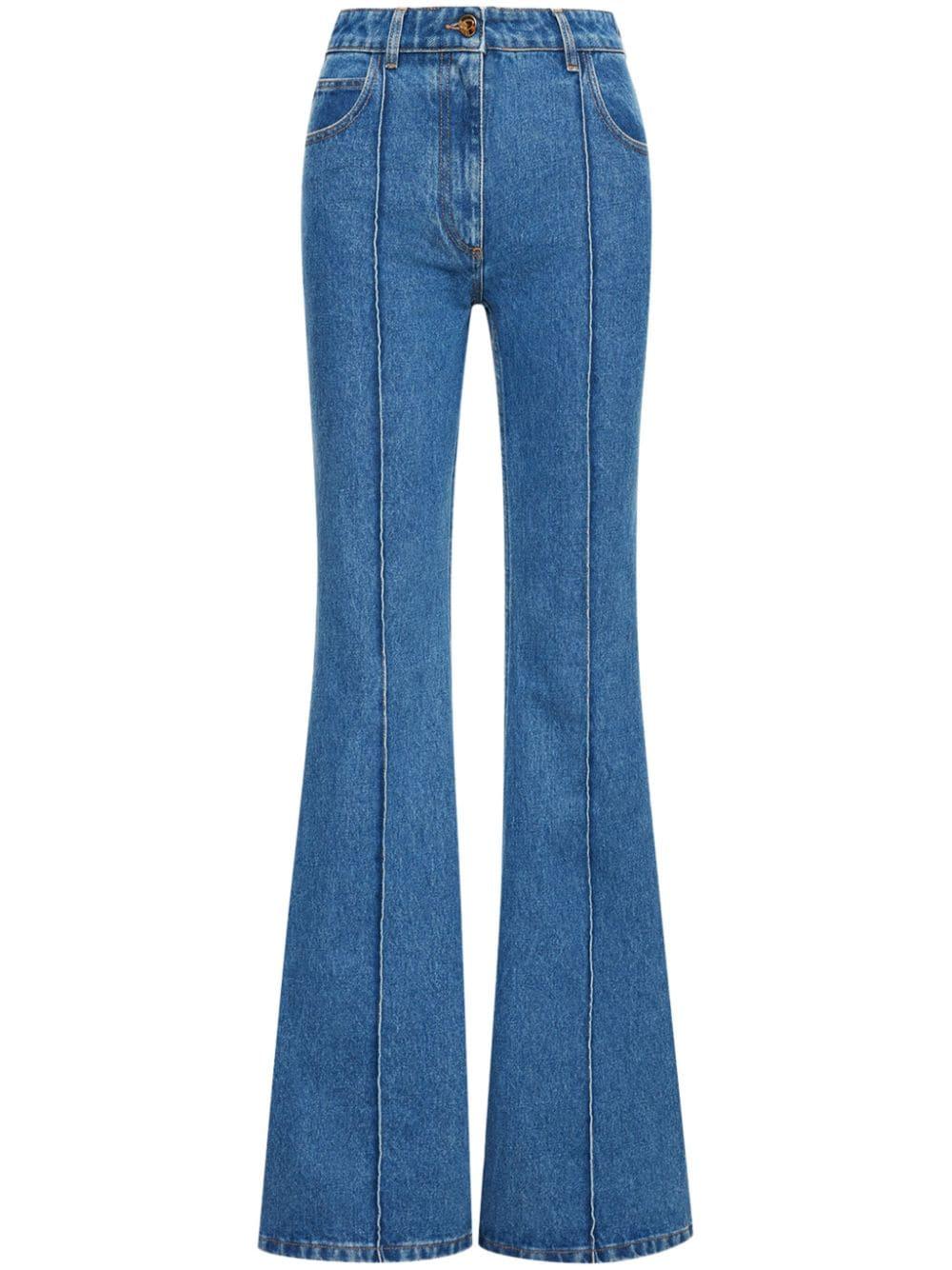 Oscar de la Renta embellished high-waisted trousers - Blue