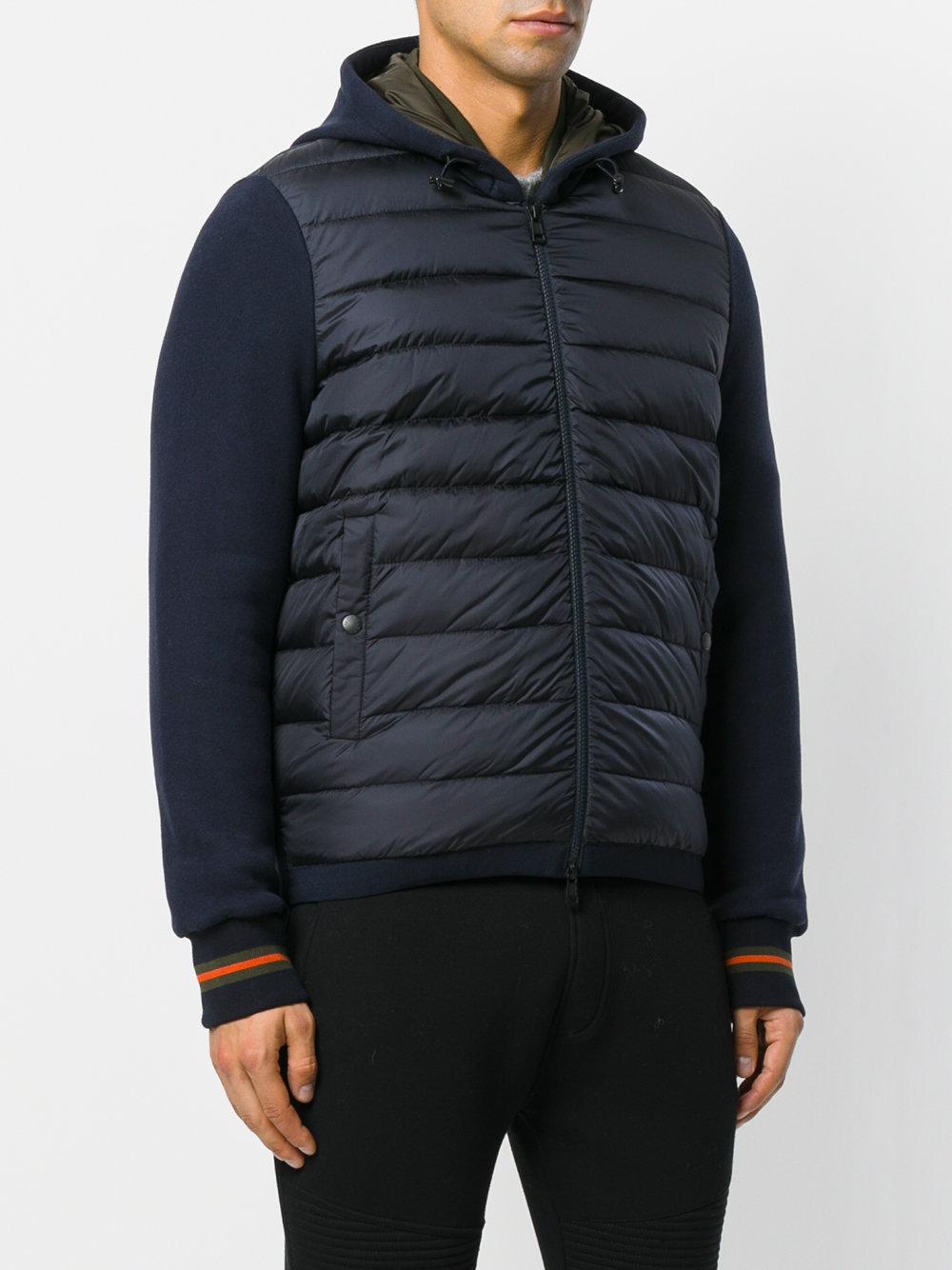 Moncler Cotton Padded Front Zip Sweatshirt in Blue for Men - Lyst
