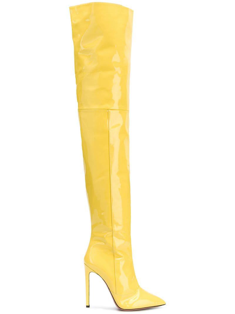 yellow thigh boots