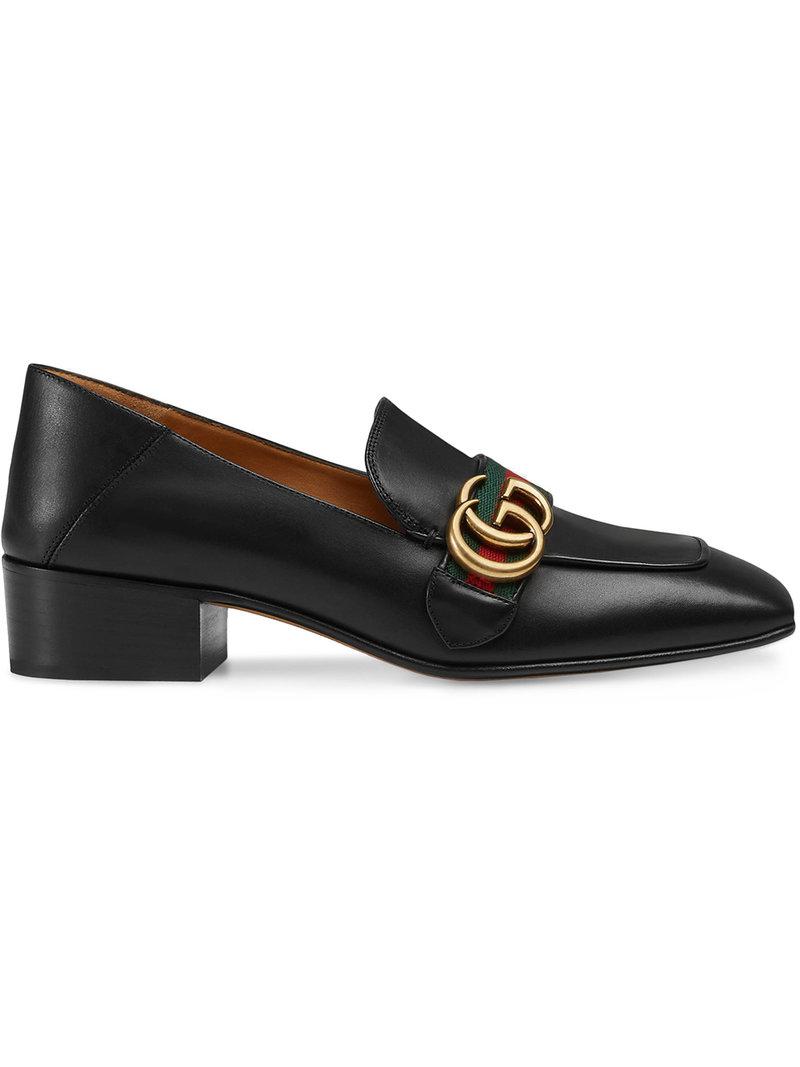 Gucci Leather Double G Loafer in Black | Lyst