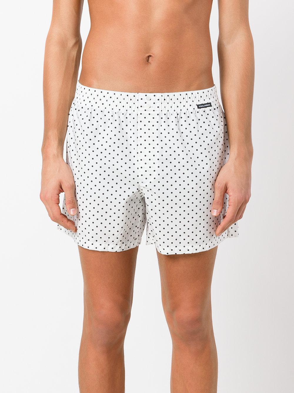Dolce & Gabbana Cotton Polka Dot Swim Shorts in White for Men Lyst