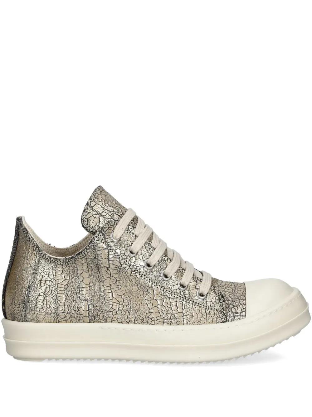 Rick Owens Cracked-Effect Sneakers in Brown | Lyst