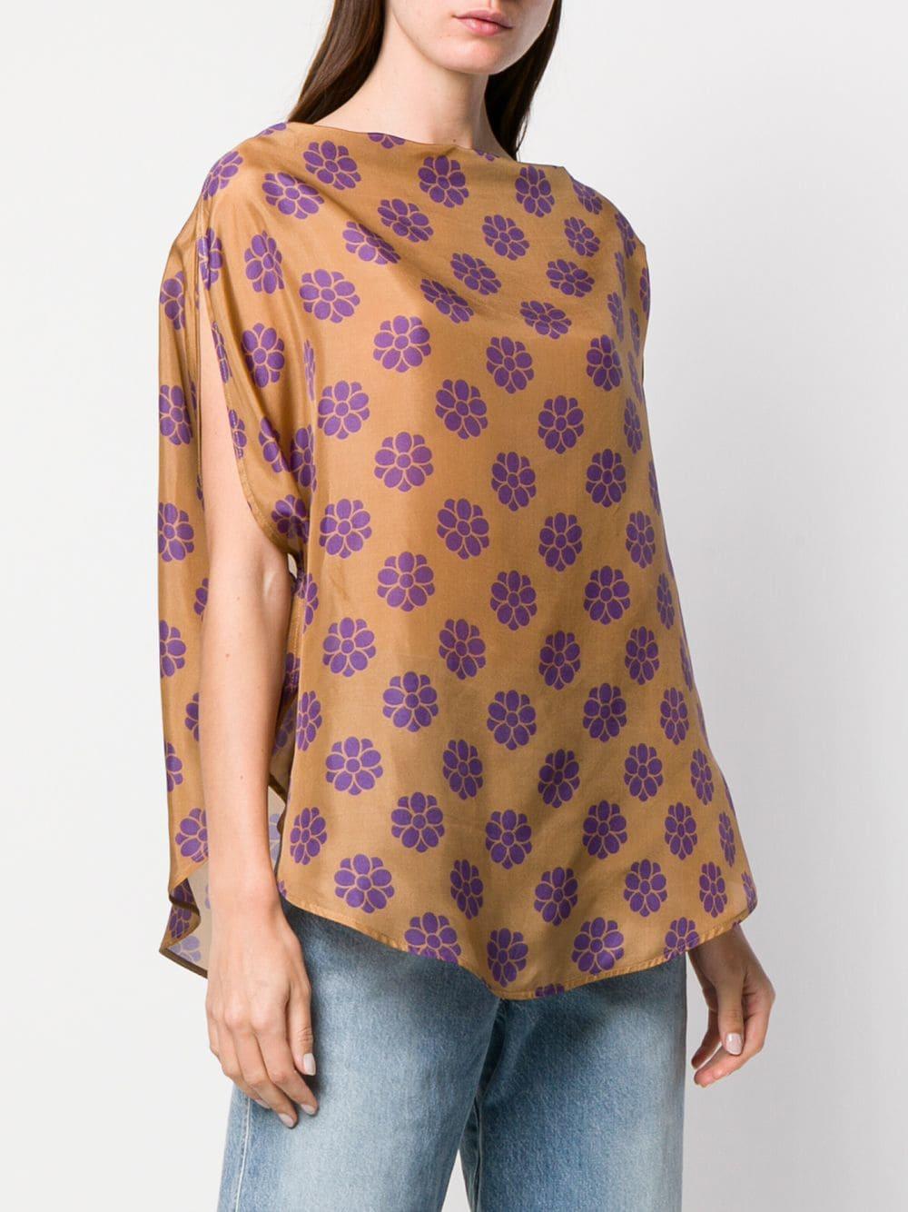 MM6 by Maison Martin Margiela Floral Pattern Slit Blouse in Brown - Lyst