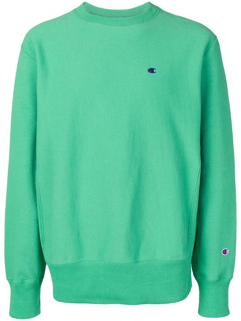 Champion Logo Long-sleeve Sweater in Green for Men - Lyst