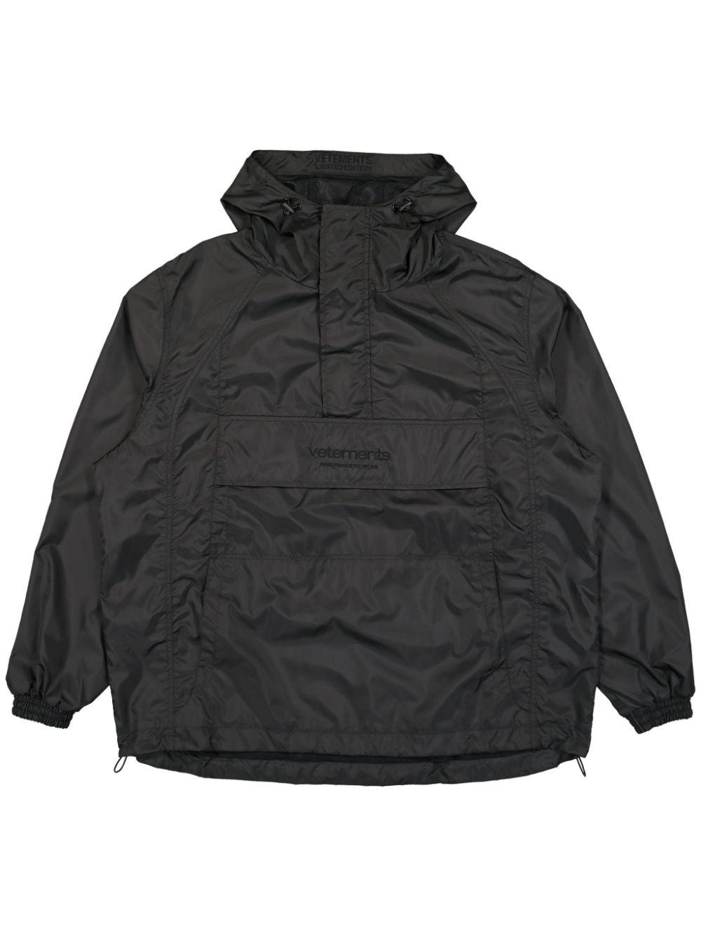 Vetements Logo Embroidered Padded Hooded Jacket in Black Lyst