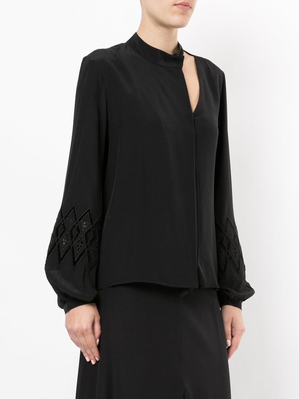 Lyst - Zeus + Dione Cut Out Long Sleeve Blouse in Black