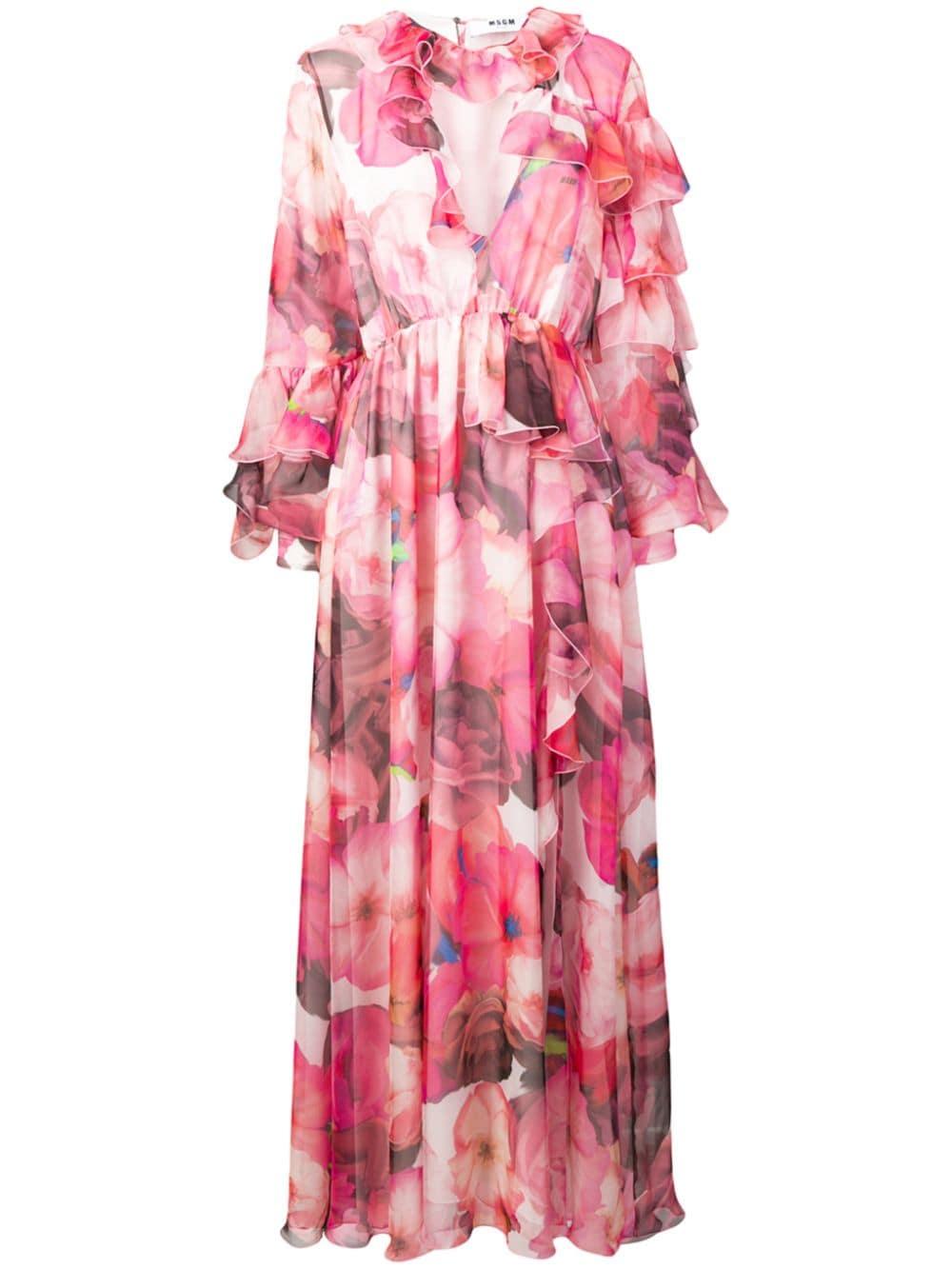 MSGM Floral Print Maxi Dress in Pink - Save 29% - Lyst