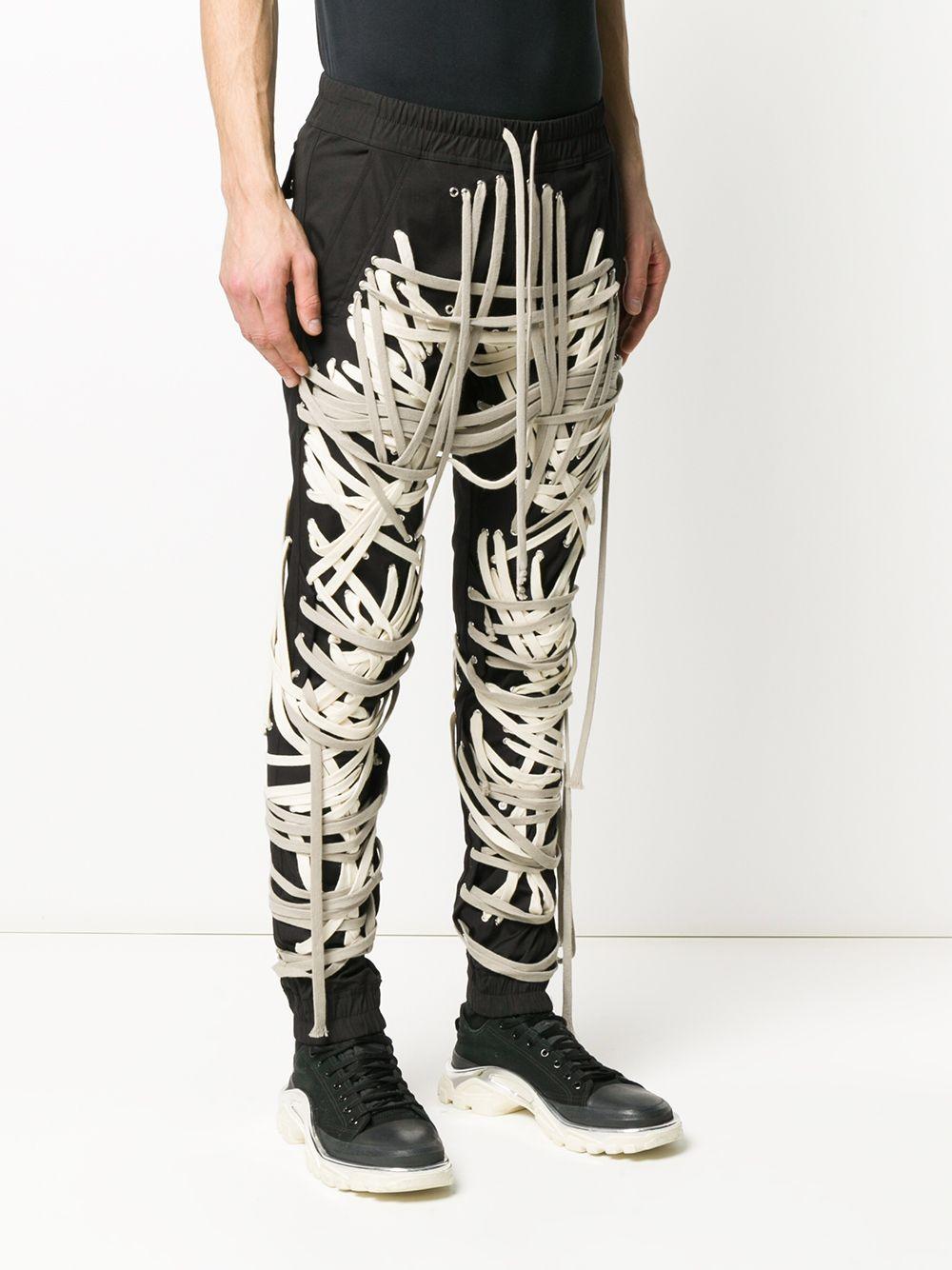 Rick Owens Lace-up Detail Trousers in Black for Men | Lyst