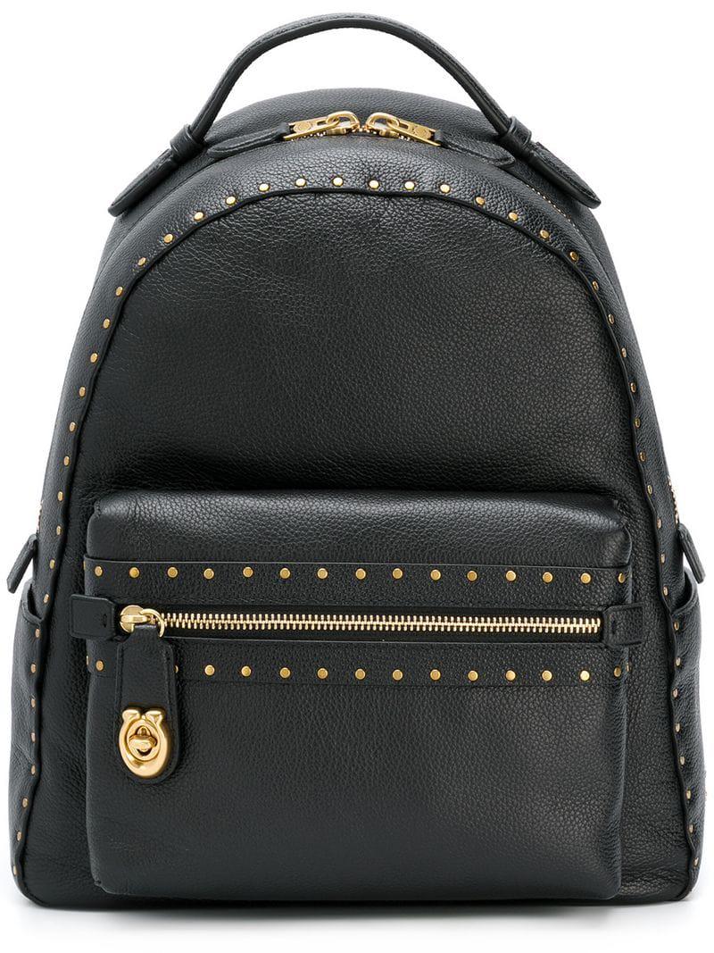black leather studded backpack