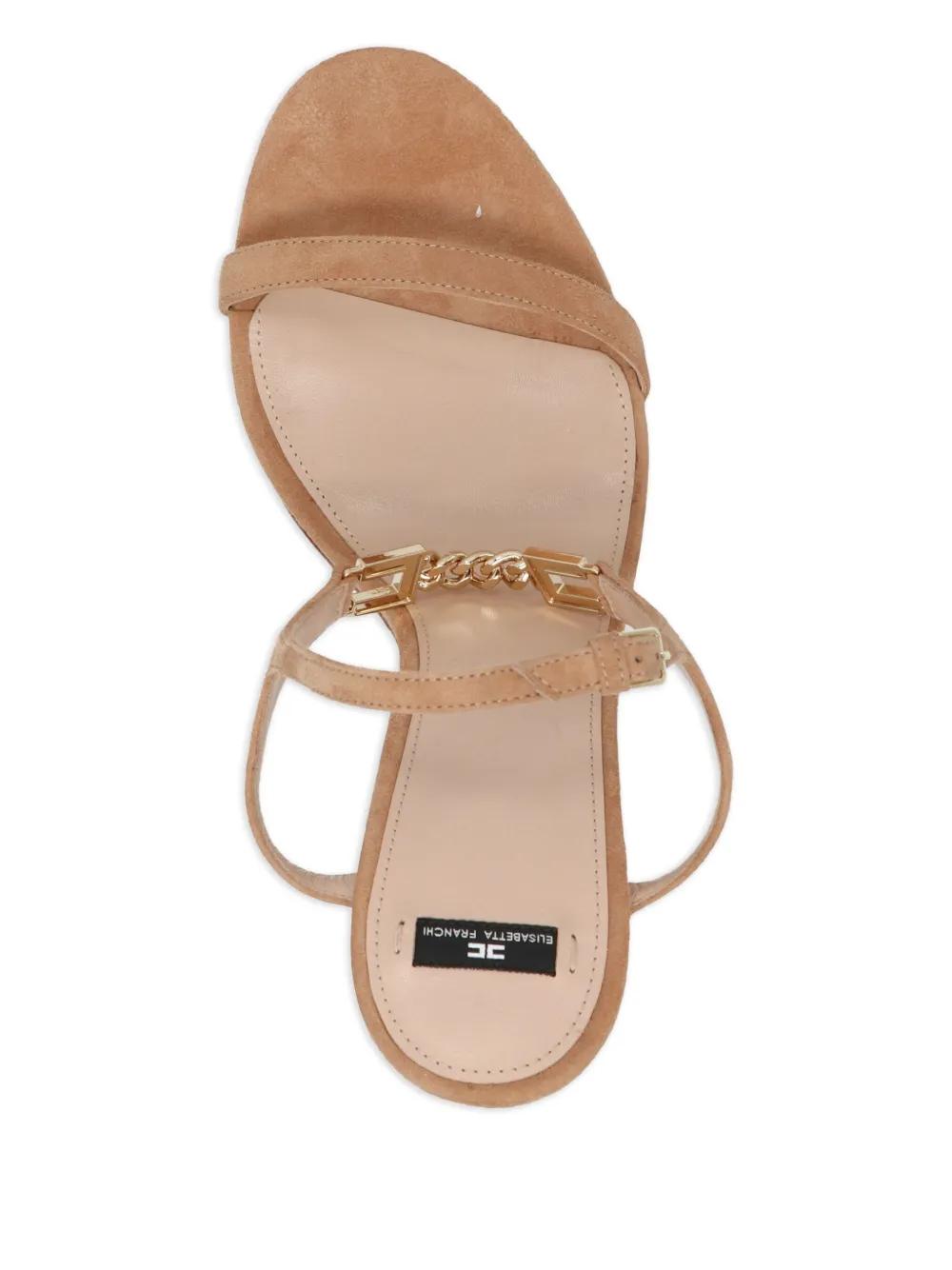 サンダル・ミュール ELISABETTA FRANCHI Suede chain sandals Elisabetta Franchi Heels Size 36 IT - Gold Chain Detail