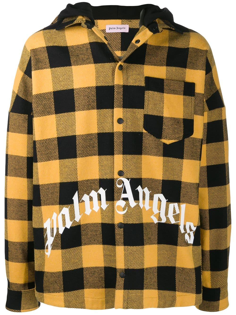 Palm Angels Plaid Shirt Hoodie Jacket in Yellow for Men | Lyst Canada