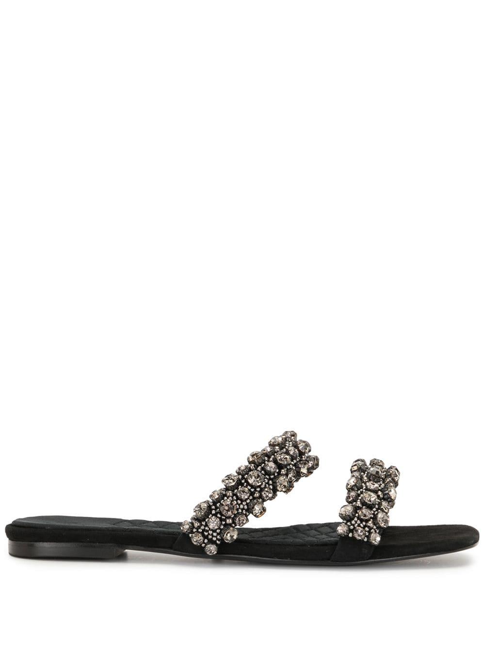 Tory Burch Crystal 5mm Slide Sandals in Black | Lyst