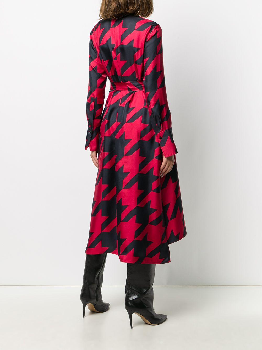 BOSS by HUGO BOSS Silk Giant Houndstooth Print Shirt Dress in Red | Lyst