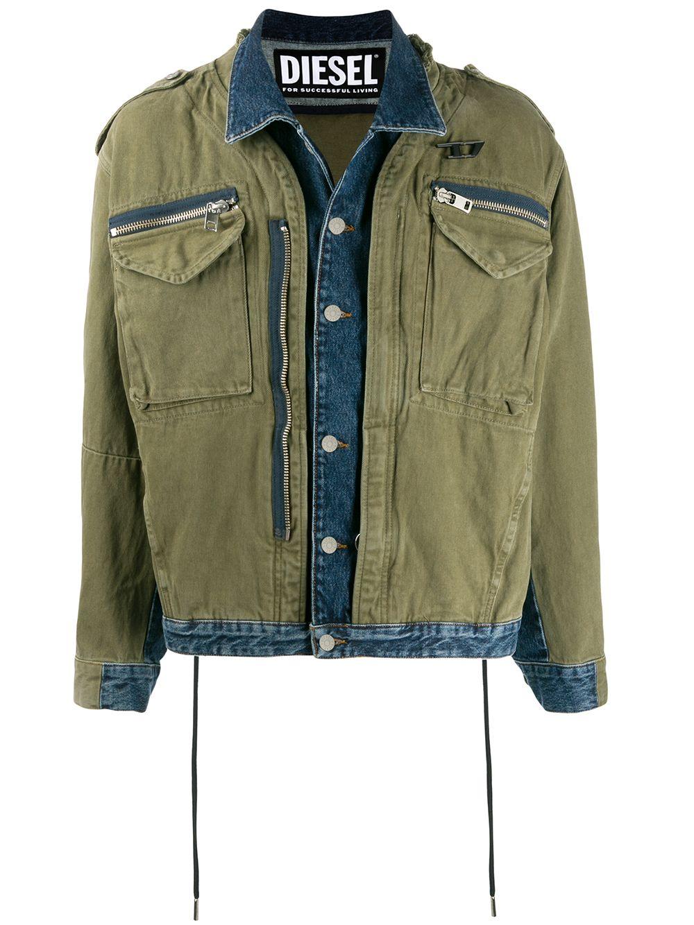 DIESEL Cargo Pocket Denim Jacket in Green for Men | Lyst
