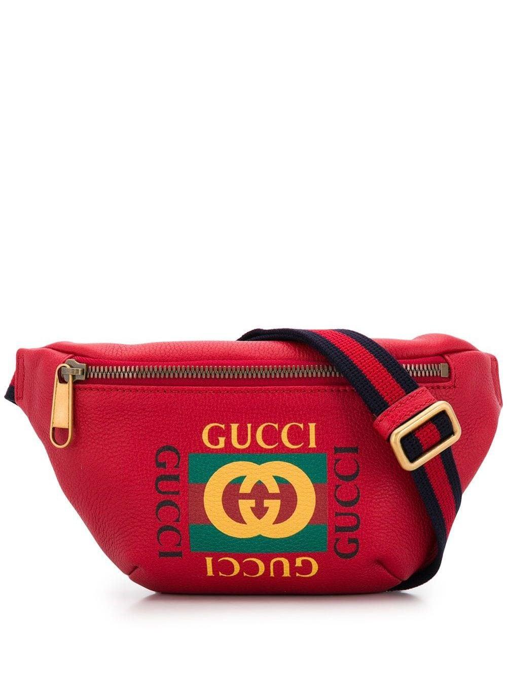 Gucci - Red Leather Logo Belt Bag Small