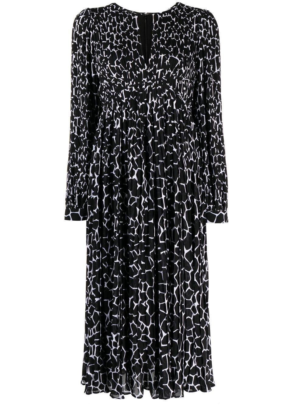 Michael Kors Giraffe-print Midi Dress in Black | Lyst