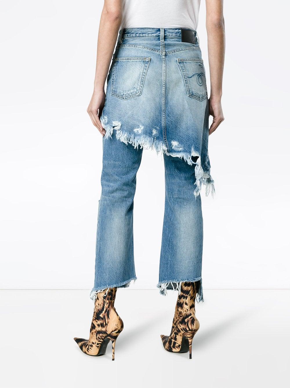 R13 Denim Double Classic Shredded Jeans in Blue Lyst