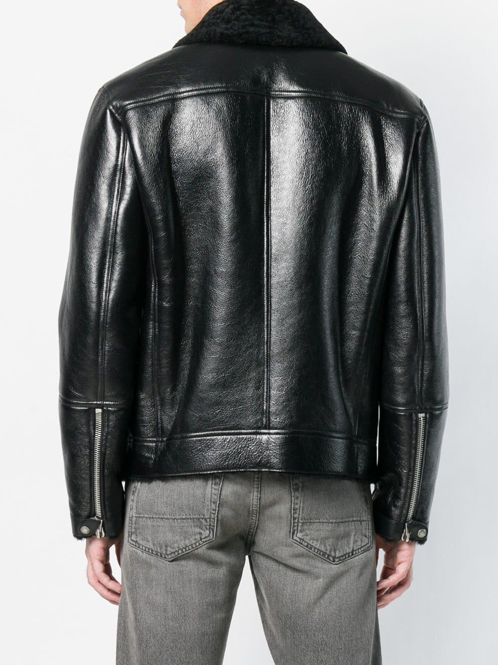 Tom Ford Shearling Collar Leather Jacket in Black for Men - Lyst
