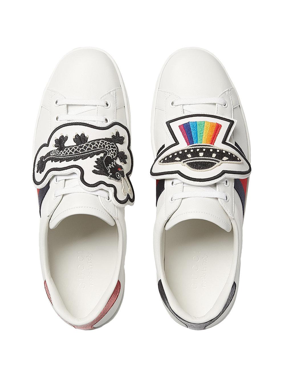 Zapatillas Ace con parches removibles Gucci de Cuero de color Blanco para  hombre | Lyst