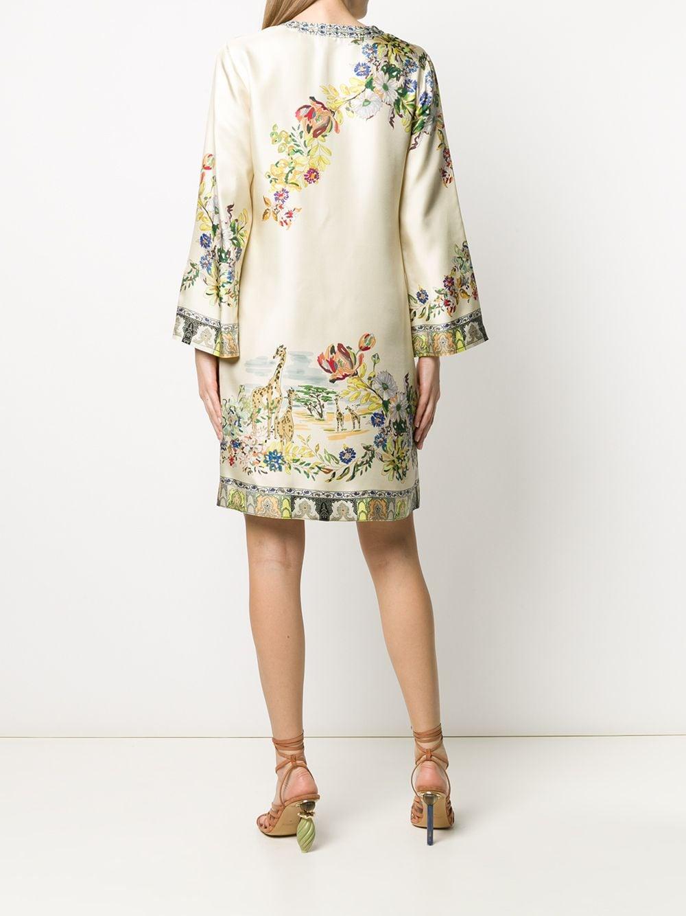 Etro Silk Long Sleeve Shift Dress - Lyst