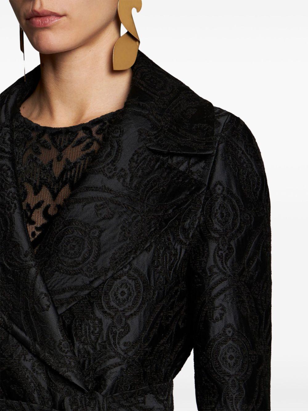Etro Jacquard Belted Coat in Black Lyst UK