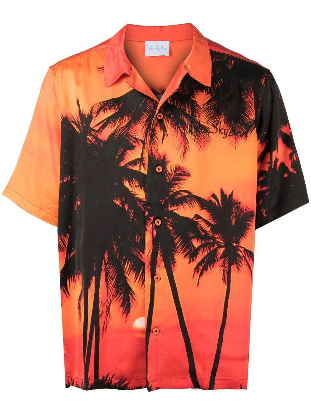 trække Indrømme Fortælle BLUE SKY INN Palm-tree Print Short-sleeve Shirt in Orange for Men | Lyst