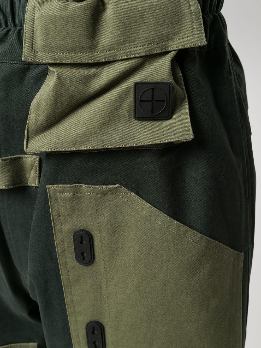 Xander Zhou Cotton Colour-block Straight Trousers in Green for Men 