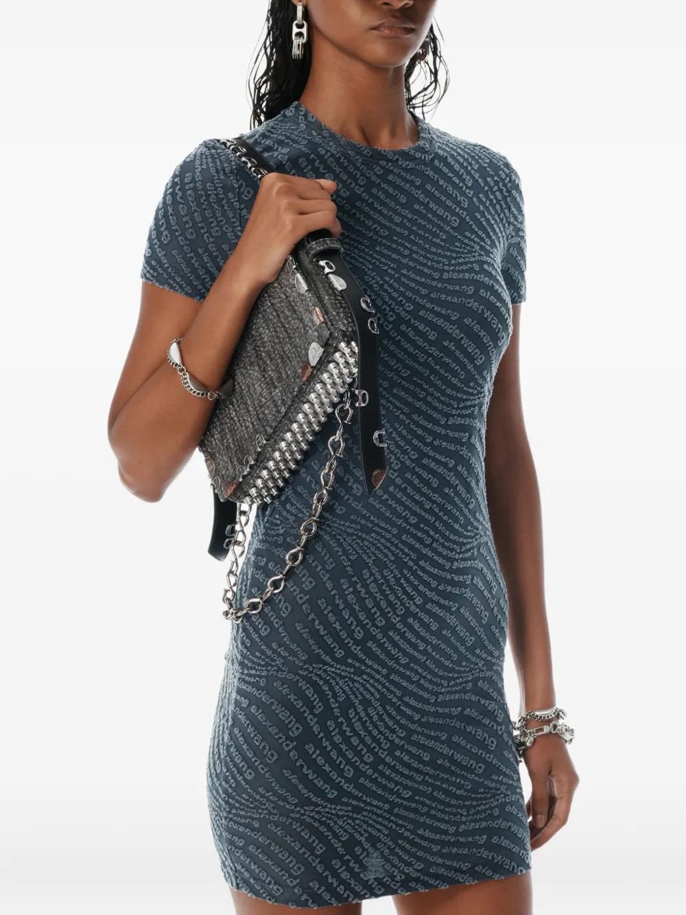 Alexander Wang Grey Logo Jacquard Shrunken Minidress in Blue