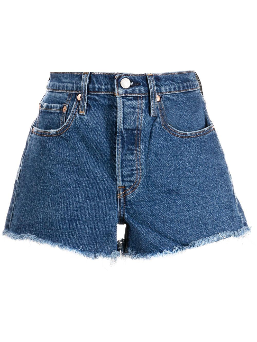 levis high rise distressed denim shorts