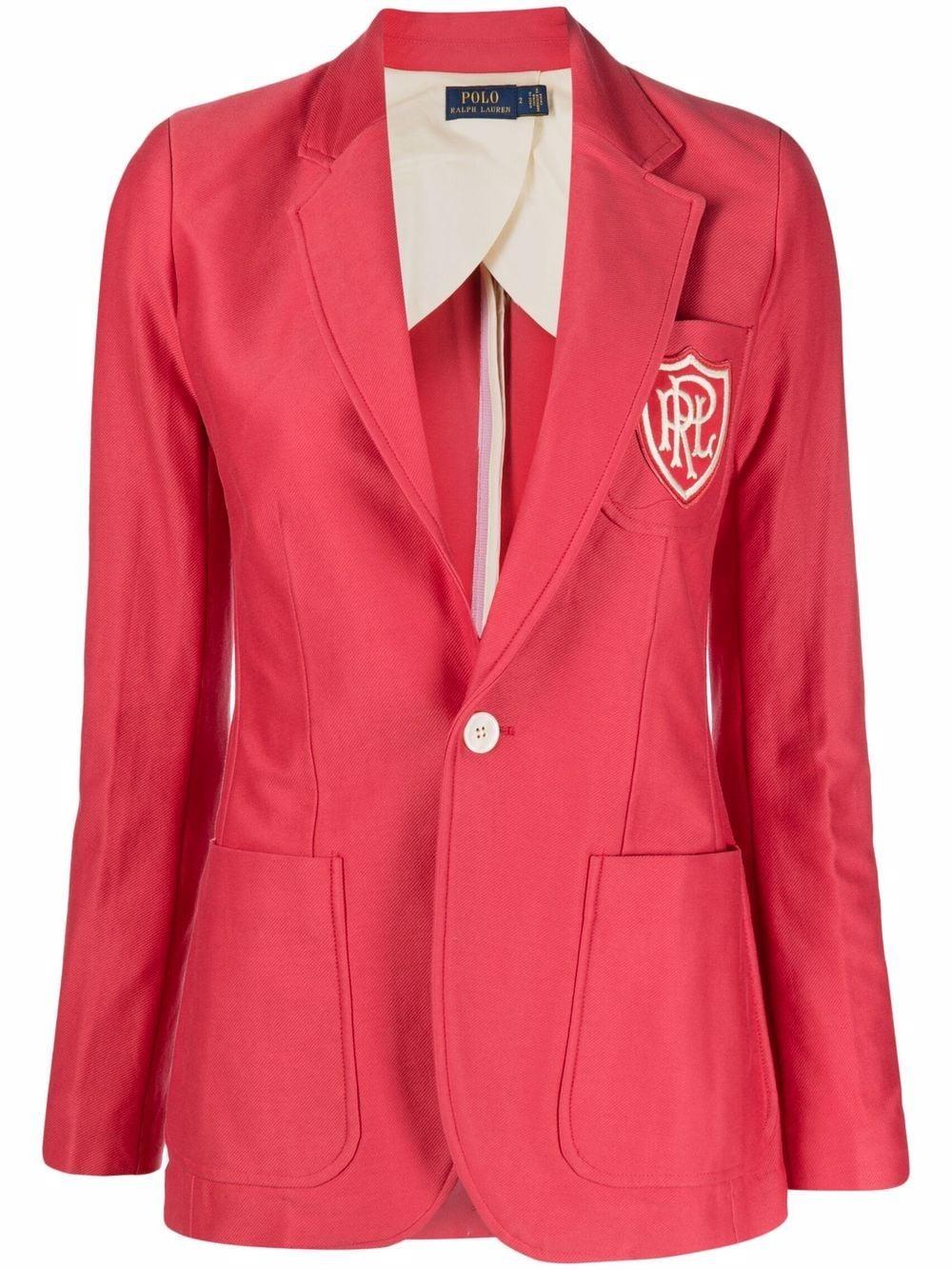 Polo Ralph Lauren Logo patch Single breasted Blazer in Pink Lyst UK