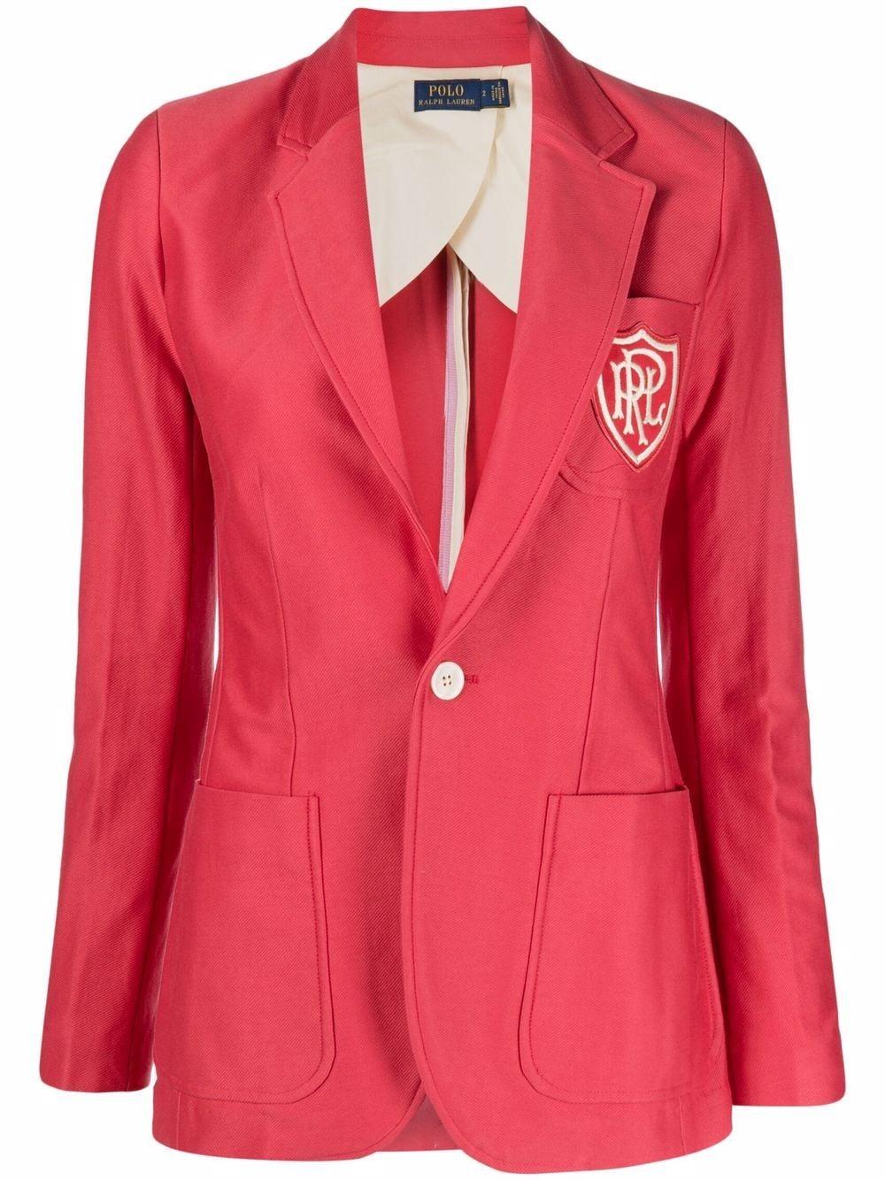 Polo Ralph Lauren Logo-patch Single-breasted Blazer in Pink | Lyst