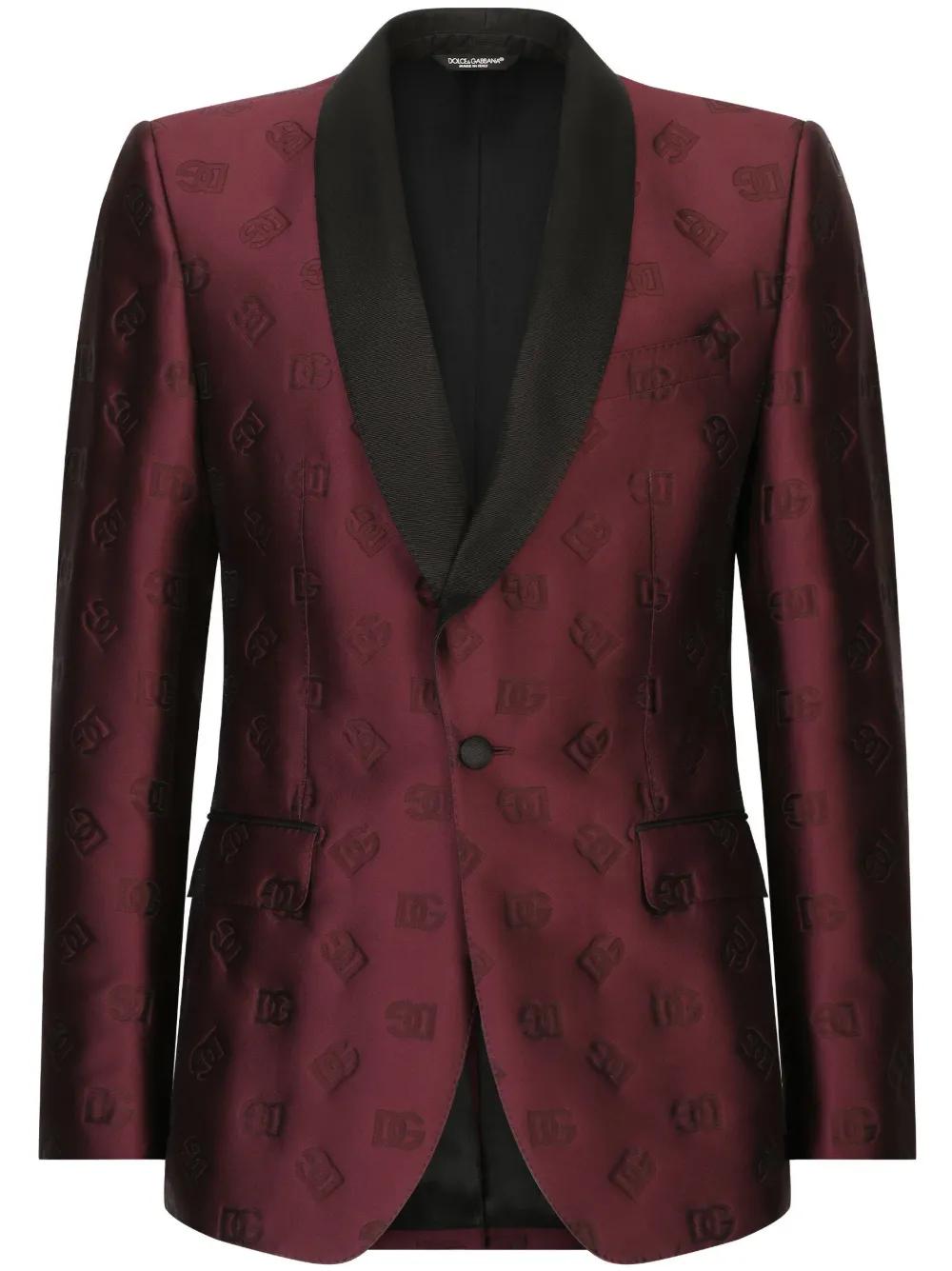 Dolce Gabbana Monogram-Jacquard Tuxedo Suit in Red for Men Lyst UK