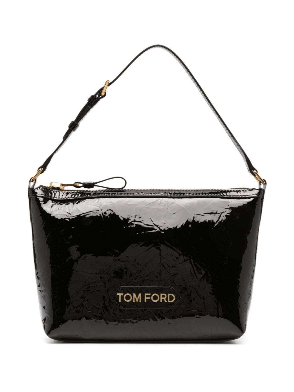 Tom Ford Small Crinkled Patent-leather Bag - Black