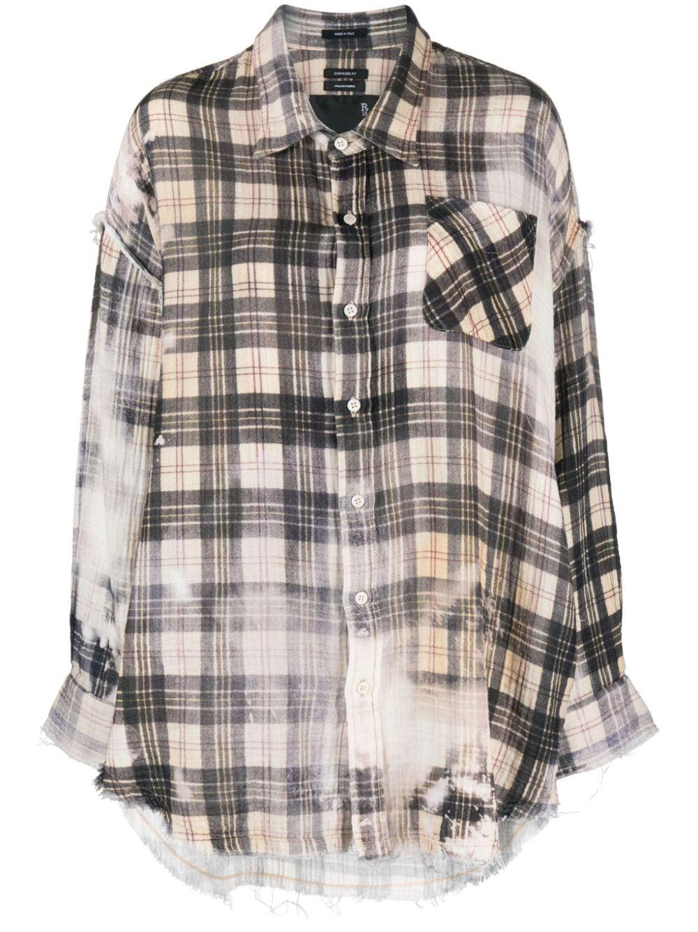 R13 Plaid pattern Distressed Cotton Shirt in Grey Lyst UK