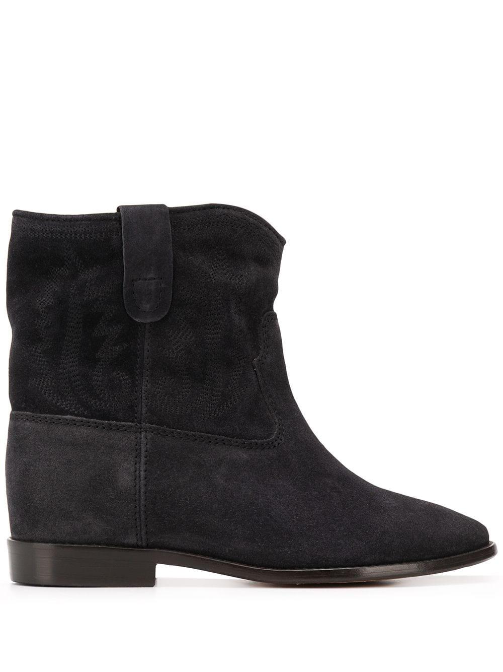 Isabel Marant Leather Crisi Embroidered Ankle Boots in Black - Lyst