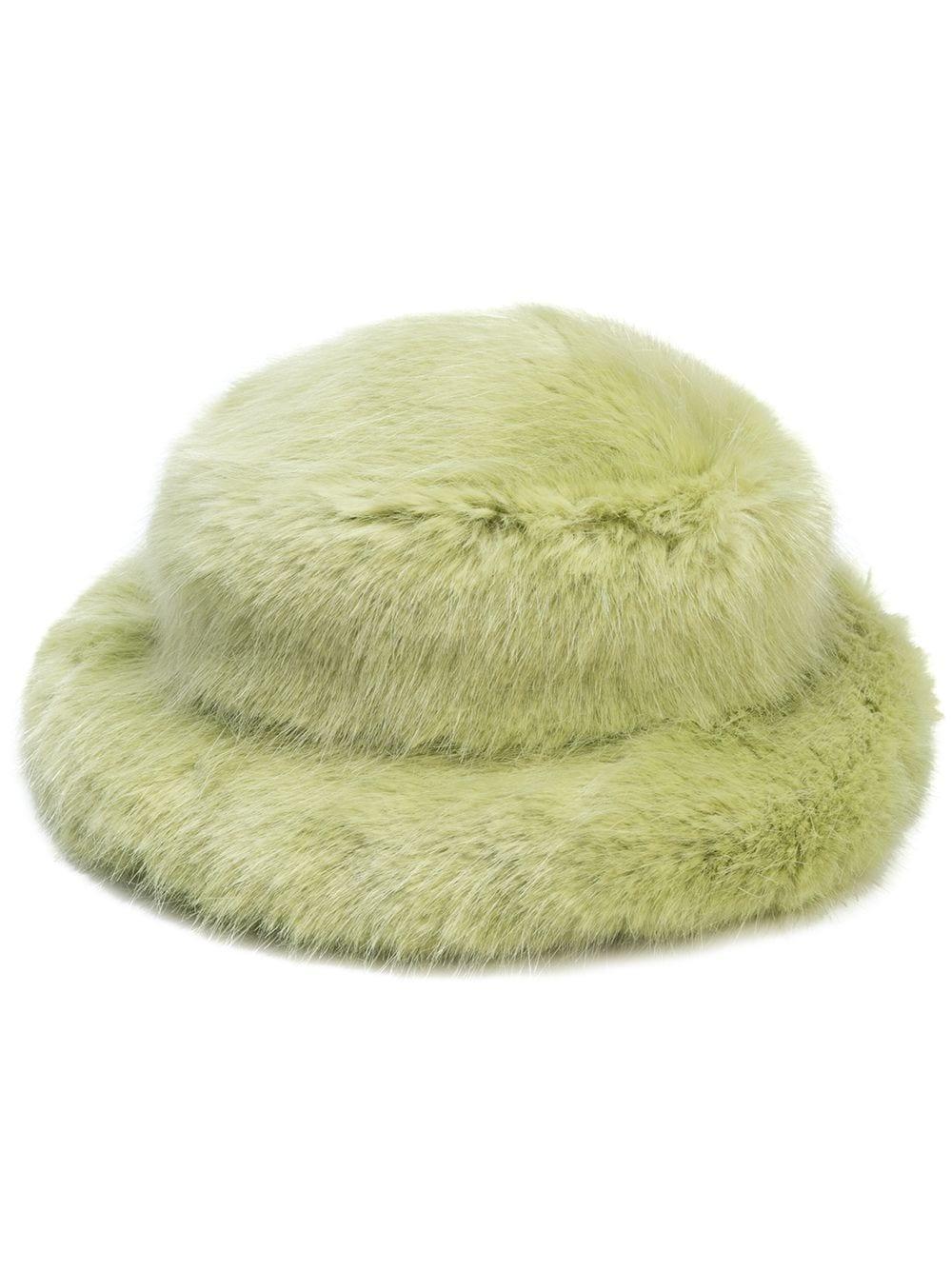 Emma Brewin Faux Fur Bucket Hat in Green | Lyst