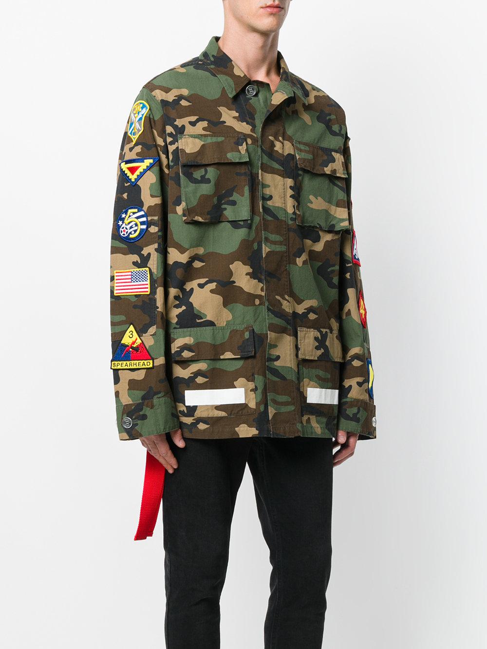 Off-White c/o Virgil Abloh Camouflage Patch Cargo Jacket in Green for Men |  Lyst