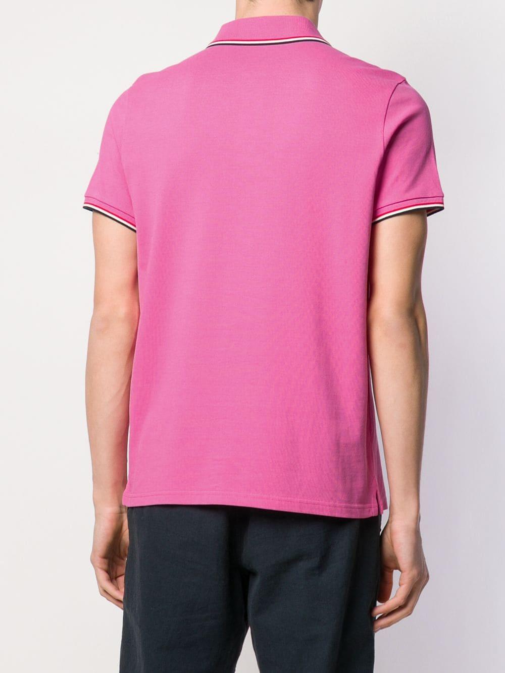 Moncler Short Sleeved Polo Shirt in Pink for Men | Lyst