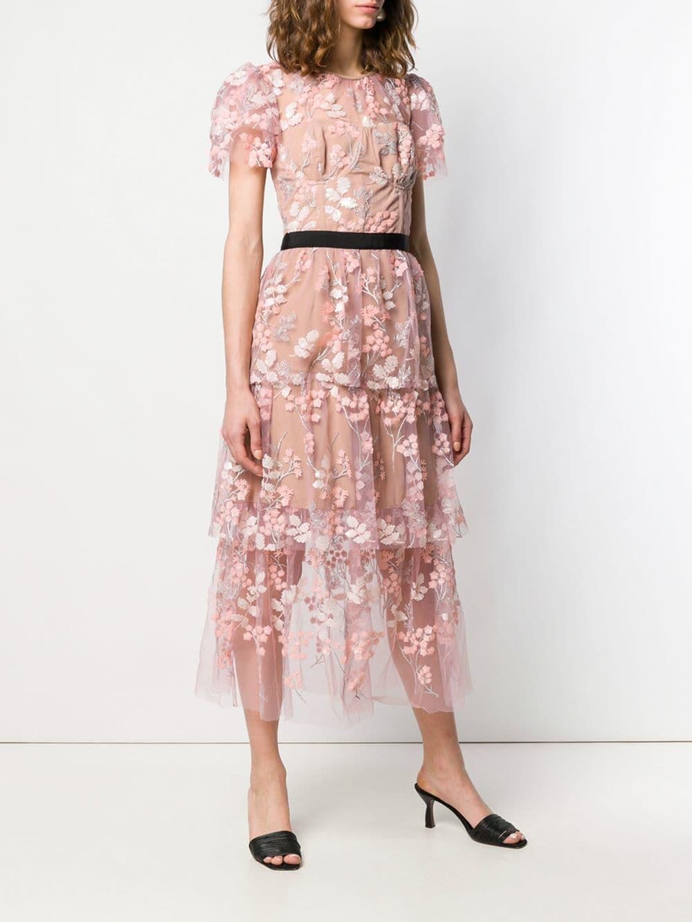 self portrait floral embroidered dress