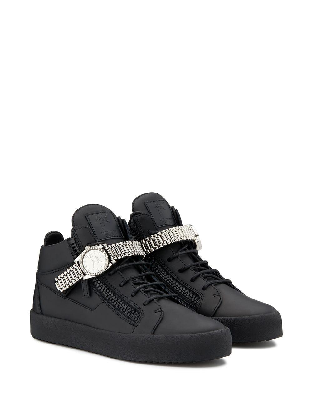 linse Colonial Mark Giuseppe Zanotti Watch Detail Sneakers in Black for Men - Lyst