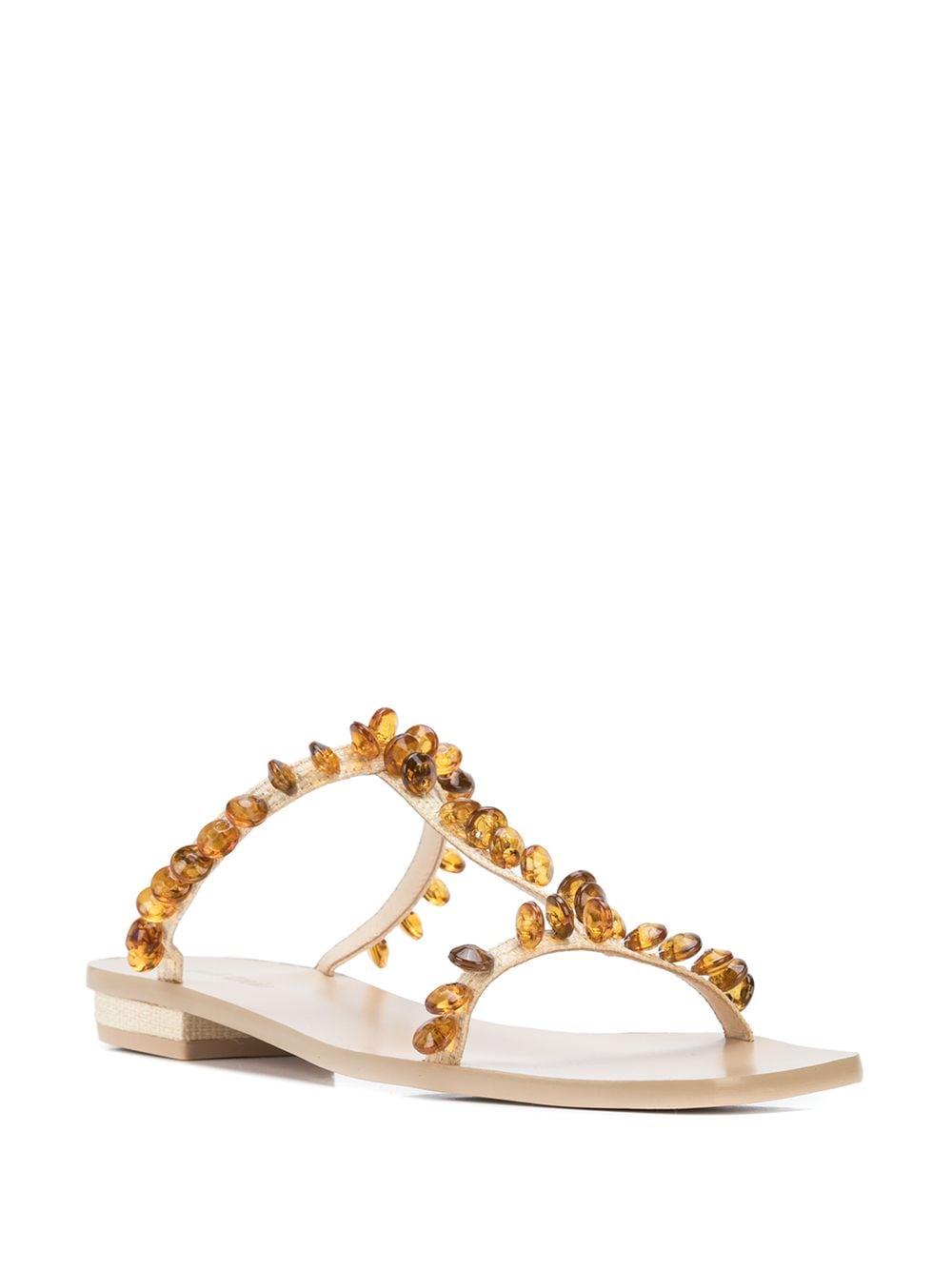 Cult Gaia Leather Ines Beaded Sandals - Lyst